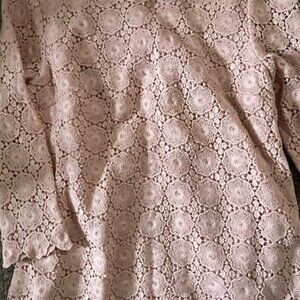 Talbots Tunic Blouse Womens Size 16 Blush Pink Floral Lace 3/4 Sleeve